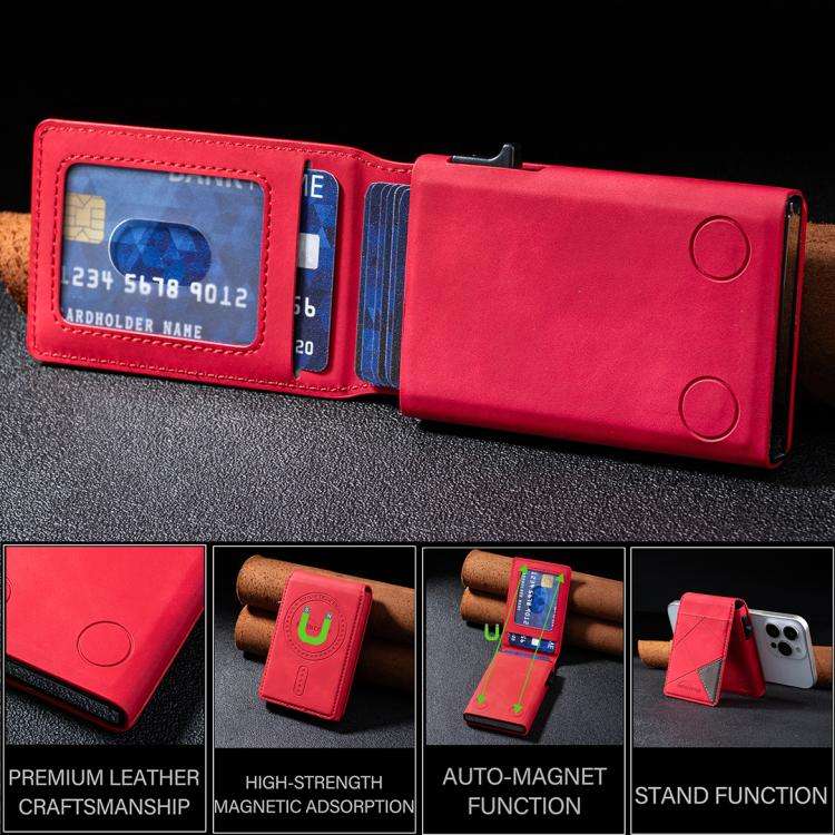 BFK29 Prismatic Embossed MagSafe Magnetic Leather Card Bag