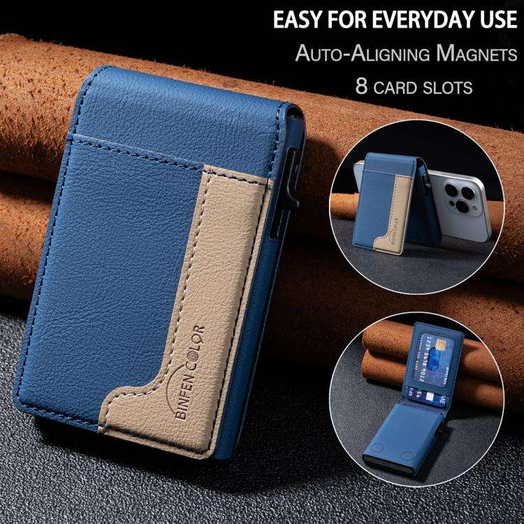 BFK28 Colorblock MagSafe Magnetic Leather Card Bag