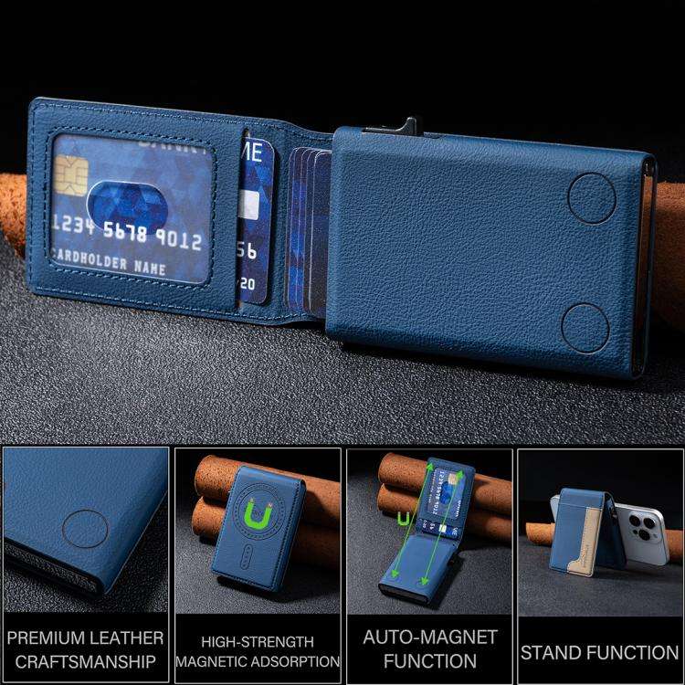 BFK28 Colorblock MagSafe Magnetic Leather Card Bag