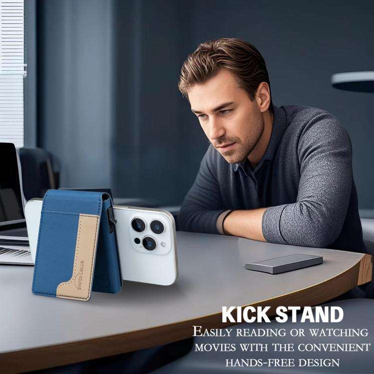 BFK28 Colorblock MagSafe Magnetic Leather Card Bag