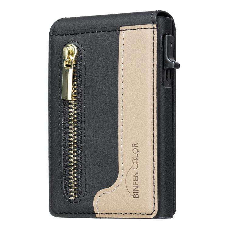 BFK31 Colorblock Zipper MagSafe Magnetic Leather Card Bag