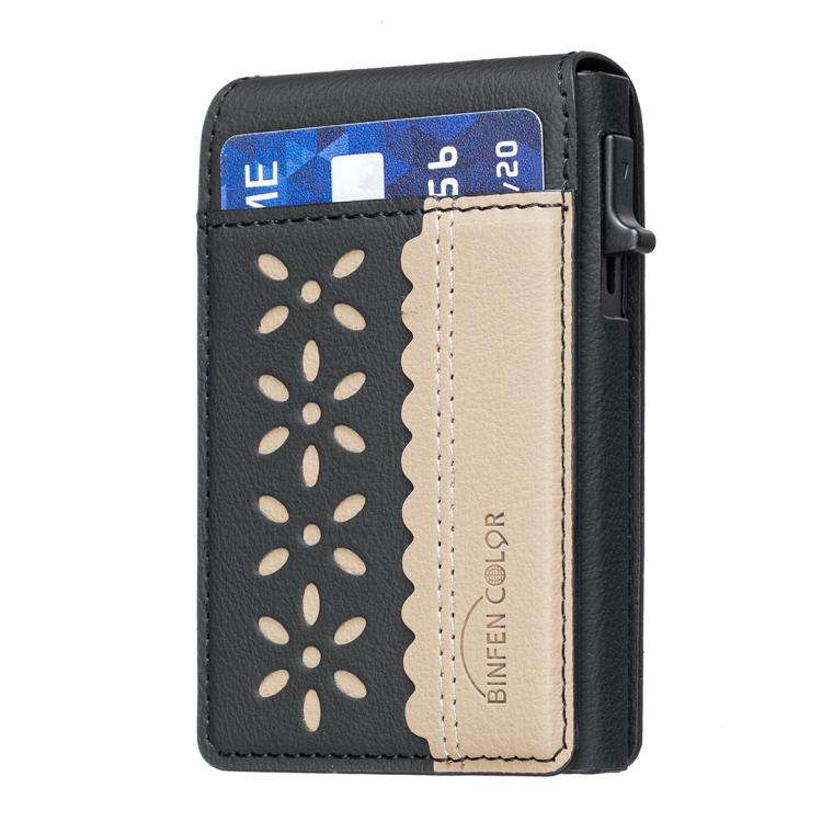 BFK30 Colorblock Flowers Magsafe Magnetic Leather Card Bag