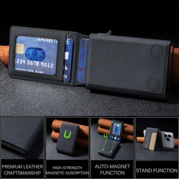 BFK30 Colorblock Flowers Magsafe Magnetic Leather Card Bag