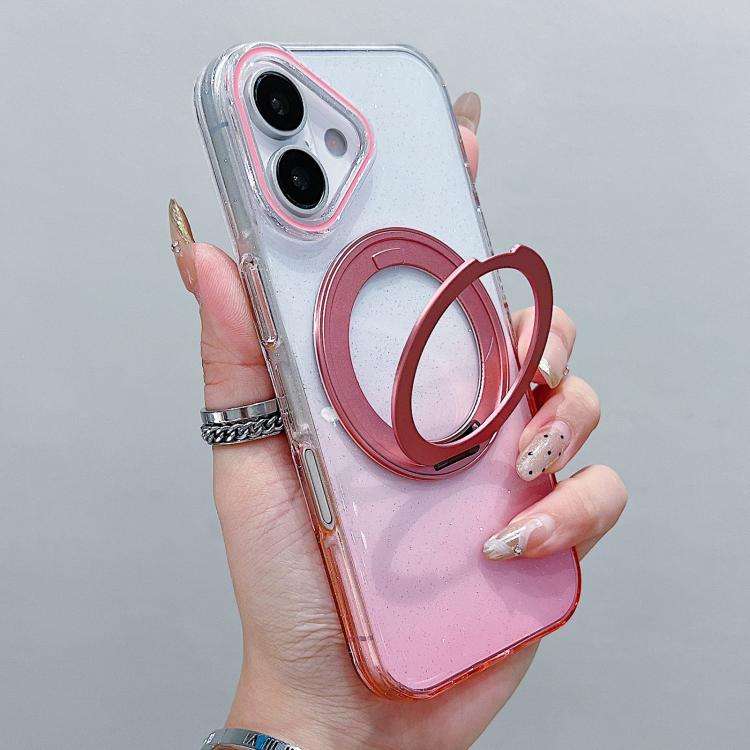 Transparent Gradient 360 Degree Rotation Holder MagSafe Phone Case, For iPhone 17 Pro Max, For iP...