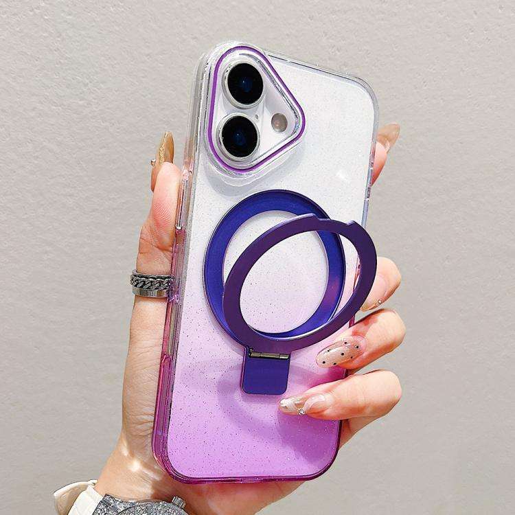 Transparent Gradient Metal Ring Holder MagSafe Phone Case, For iPhone 17 Pro Max, For iPhone 17 P...