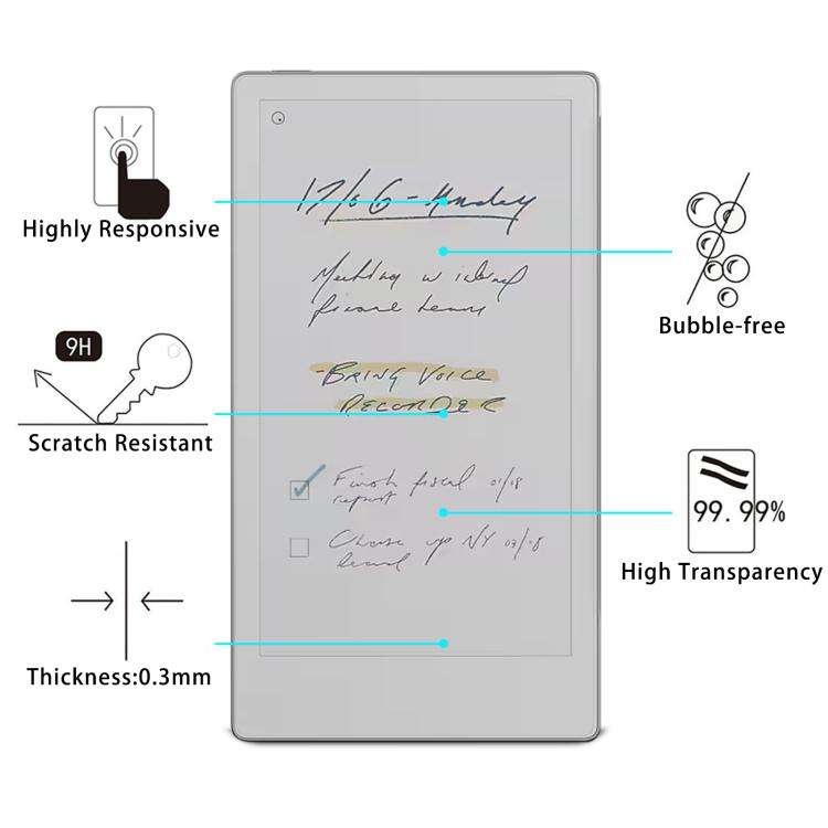2pcs 9H 0.3mm Explosion-proof Tempered Glass Film, For reMarkable Paper Pro Move 7.3