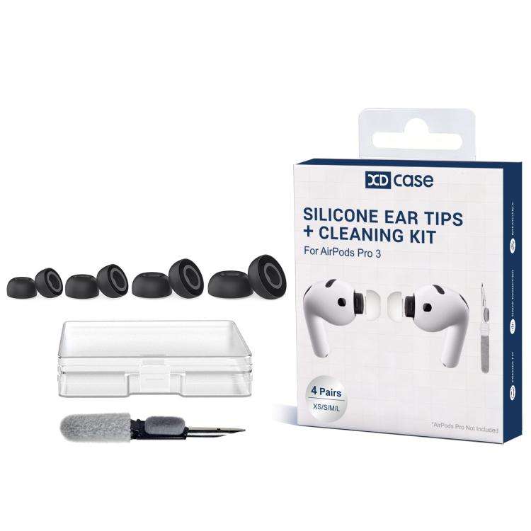 XDcase 4 Pairs Replacement Silicone Ear Tips with Storage & Cleaning Kit, For AirPods Pro 3