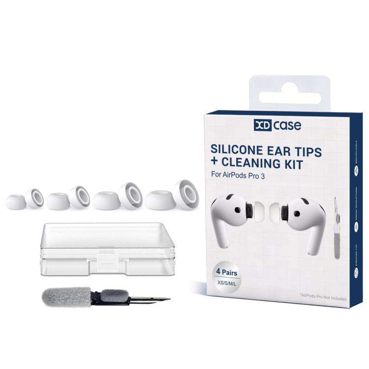 XDcase 4 Pairs Replacement Silicone Ear Tips with Storage & Cleaning Kit, For AirPods Pro 3