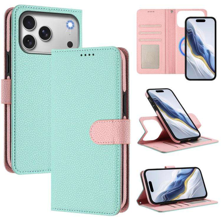 Detachable Litchi Texture Magnetic Side-Patch Vegan Leather Phone Case, For iPhone 17 Pro Max, Fo...