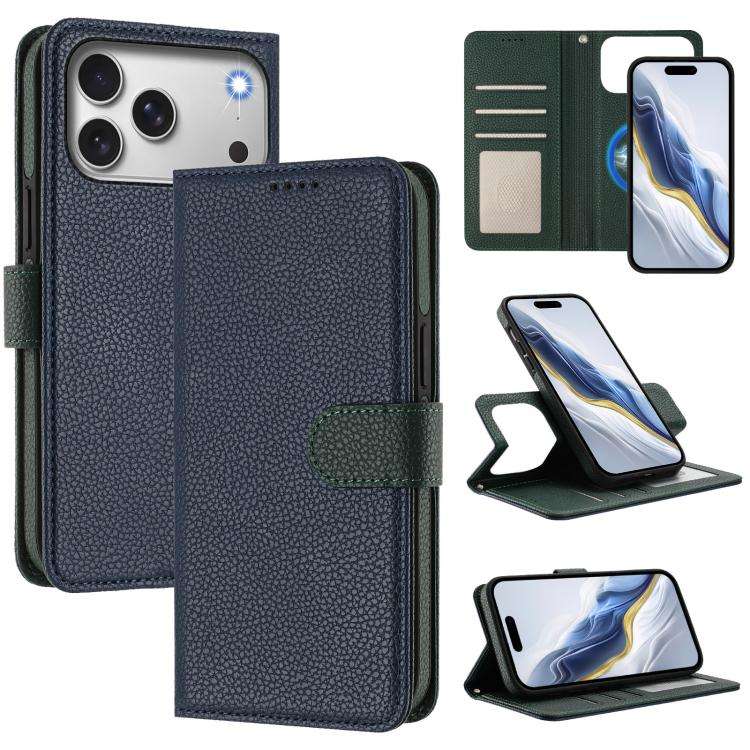 Detachable Litchi Texture Magnetic Side-Patch Vegan Leather Phone Case, For iPhone 17 Pro Max, Fo...