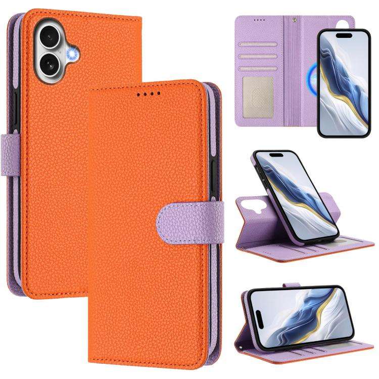Detachable Litchi Texture Magnetic Side-Patch Vegan Leather Phone Case, For iPhone 17 Pro Max, Fo...