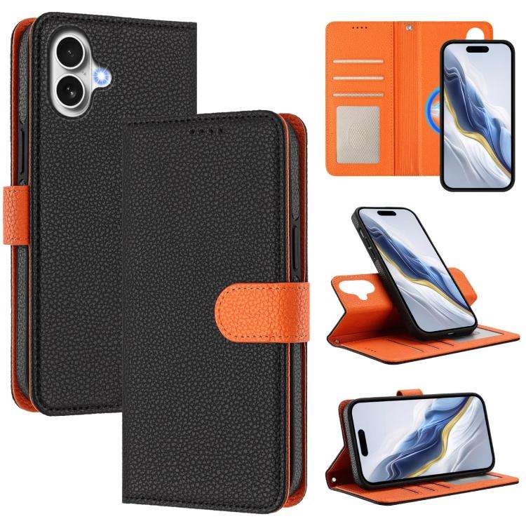 Detachable Litchi Texture Magnetic Side-Patch Vegan Leather Phone Case, For iPhone 17 Pro Max, Fo...