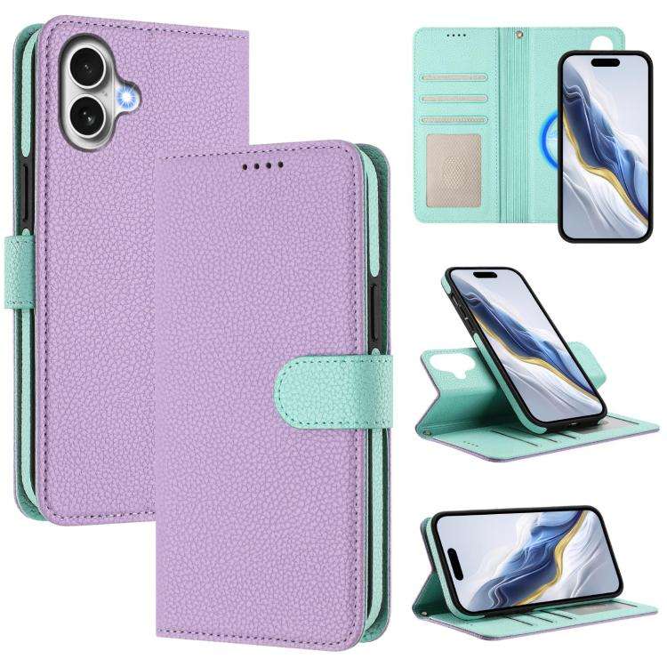 Detachable Litchi Texture Magnetic Side-Patch Vegan Leather Phone Case, For iPhone 17 Pro Max, Fo...