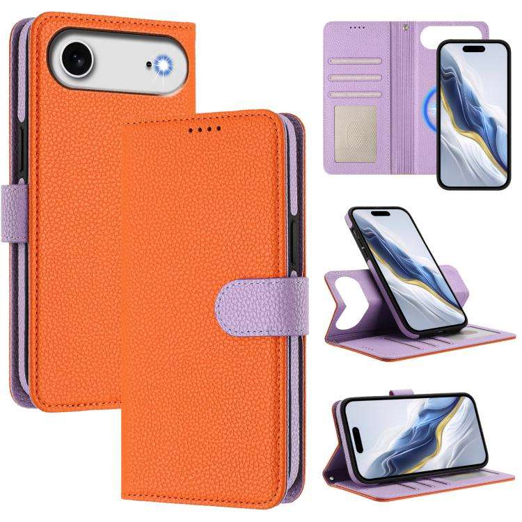 Detachable Litchi Texture Magnetic Side-Patch Vegan Leather Phone Case, For iPhone 17 Pro Max, Fo...