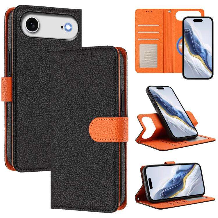 Detachable Litchi Texture Magnetic Side-Patch Vegan Leather Phone Case, For iPhone 17 Pro Max, Fo...