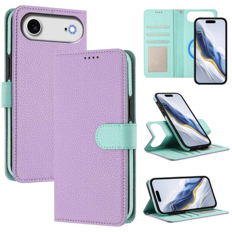 Detachable Litchi Texture Magnetic Side-Patch Vegan Leather Phone Case, For iPhone 17 Pro Max, Fo...