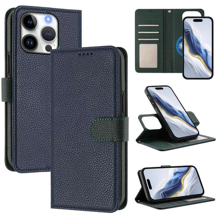 Detachable Litchi Texture Magnetic Side-Patch Vegan Leather Phone Case, For iPhone 17 Pro Max, Fo...
