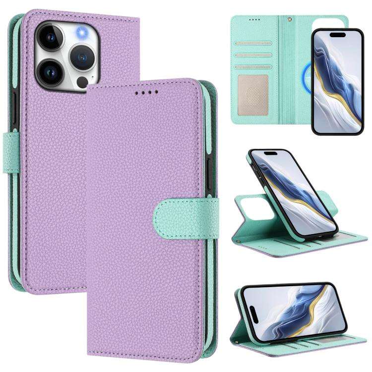Detachable Litchi Texture Magnetic Side-Patch Vegan Leather Phone Case, For iPhone 17 Pro Max, Fo...