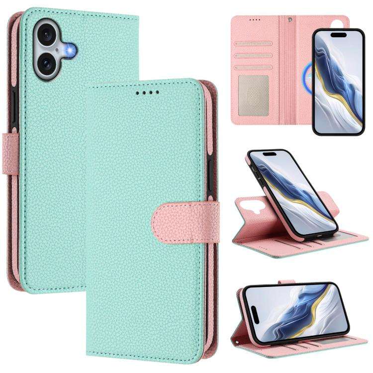 Detachable Litchi Texture Magnetic Side-Patch Vegan Leather Phone Case, For iPhone 17 Pro Max, Fo...