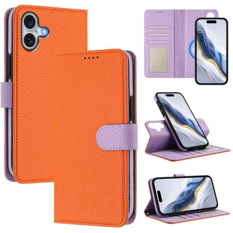 Detachable Litchi Texture Magnetic Side-Patch Vegan Leather Phone Case, For iPhone 17 Pro Max, Fo...