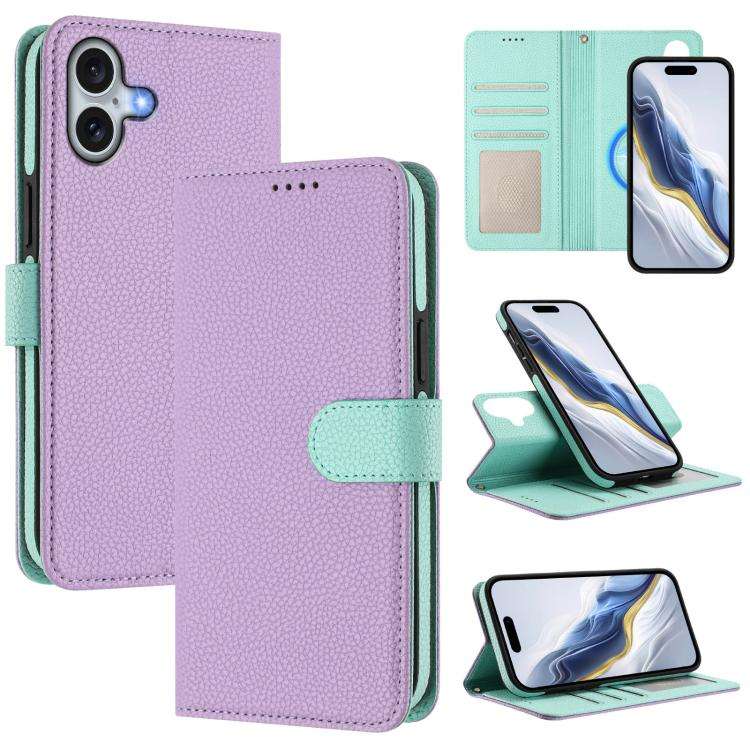 Detachable Litchi Texture Magnetic Side-Patch Vegan Leather Phone Case, For iPhone 17 Pro Max, Fo...