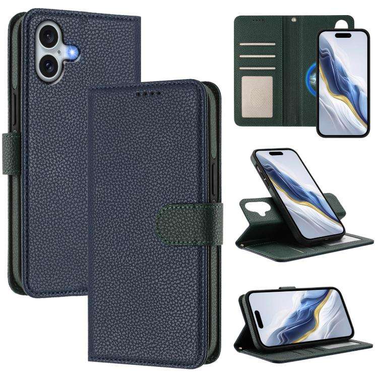 Detachable Litchi Texture Magnetic Side-Patch Vegan Leather Phone Case, For iPhone 17 Pro Max, Fo...