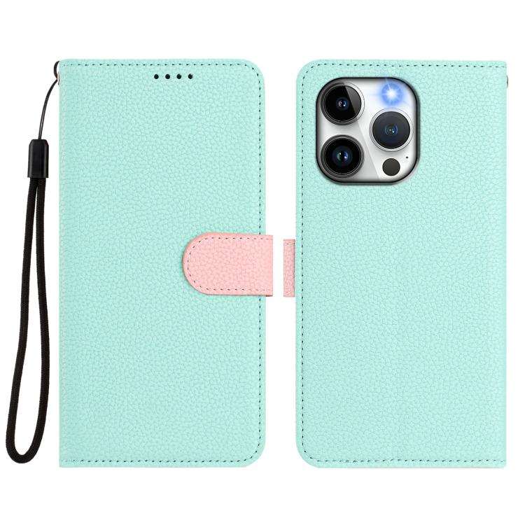 Detachable Litchi Texture Magnetic Side-Patch Vegan Leather Phone Case, For iPhone 15 Pro Max, Fo...