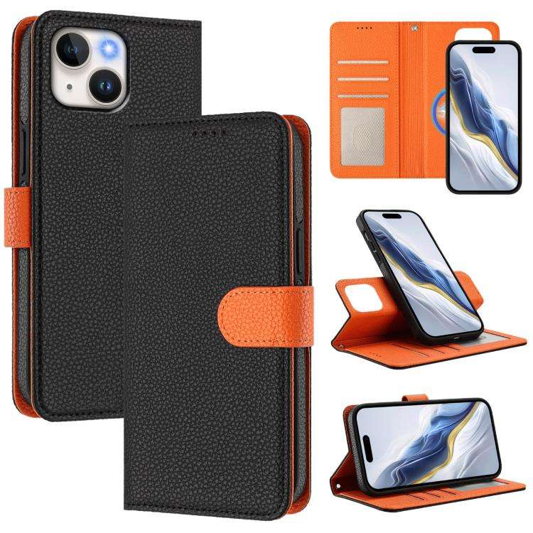 Detachable Litchi Texture Magnetic Side-Patch Vegan Leather Phone Case, For iPhone 13 Pro Max, Fo...