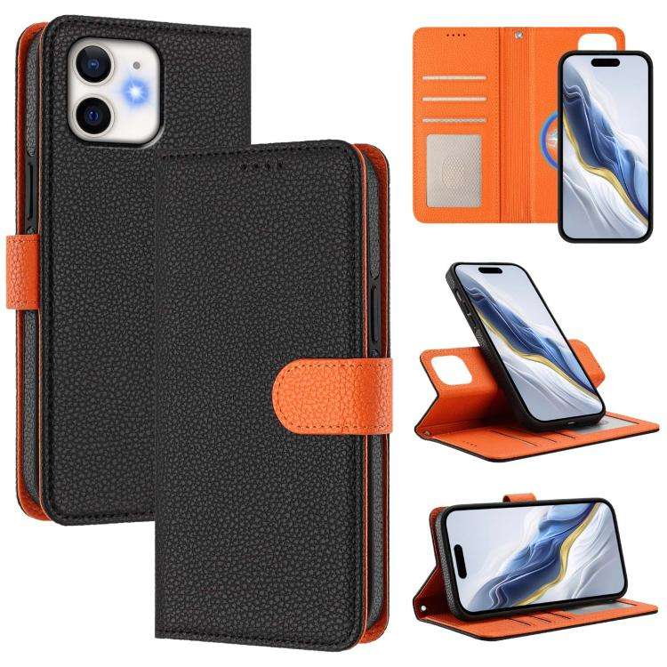 Detachable Litchi Texture Magnetic Side-Patch Vegan Leather Phone Case, For iPhone 13 Pro Max, Fo...