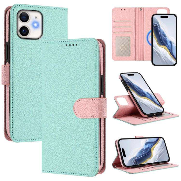 Detachable Litchi Texture Magnetic Side-Patch Vegan Leather Phone Case, For iPhone 13 Pro Max, Fo...