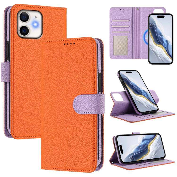 Detachable Litchi Texture Magnetic Side-Patch Vegan Leather Phone Case, For iPhone 13 Pro Max, Fo...