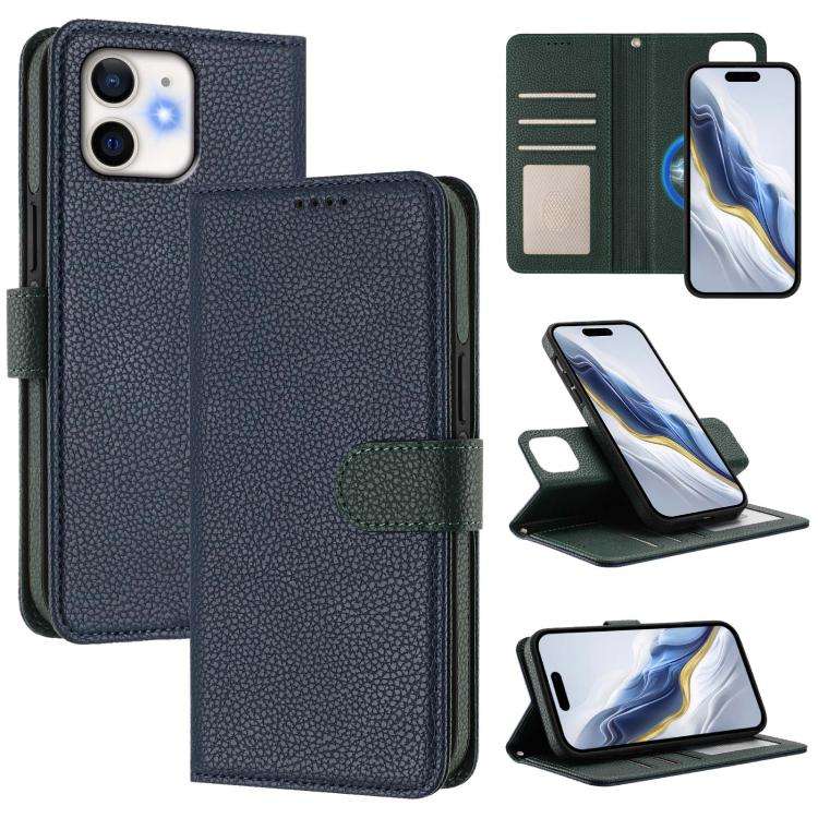 Detachable Litchi Texture Magnetic Side-Patch Vegan Leather Phone Case, For iPhone 13 Pro Max, Fo...