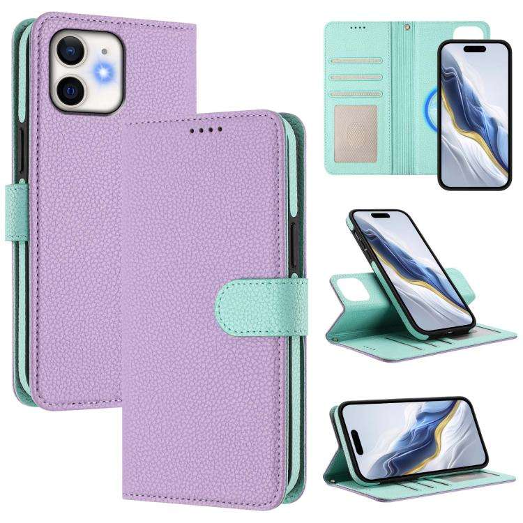 Detachable Litchi Texture Magnetic Side-Patch Vegan Leather Phone Case, For iPhone 13 Pro Max, Fo...
