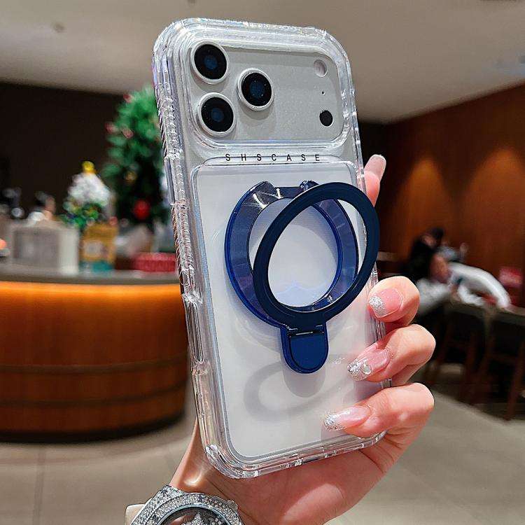Transparent Pivot Metal Holder Magnetic Phone Case, For iPhone 18 Pro / 17 Pro, For iPhone 18 Pro...