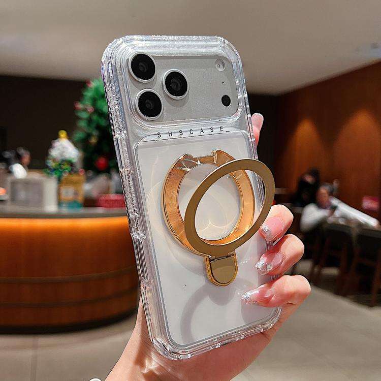 Transparent Pivot Metal Holder Magnetic Phone Case, For iPhone 18 Pro / 17 Pro, For iPhone 18 Pro...