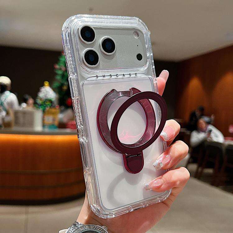 Transparent Pivot Metal Holder Magnetic Phone Case, For iPhone 18 Pro / 17 Pro, For iPhone 18 Pro...
