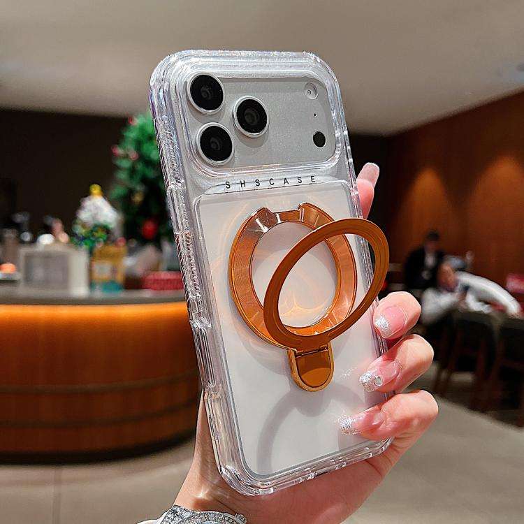Transparent Pivot Metal Holder Magnetic Phone Case, For iPhone 18 Pro / 17 Pro, For iPhone 18 Pro...