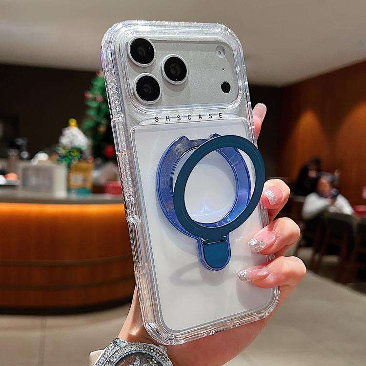 Transparent Pivot Metal Holder Magnetic Phone Case, For iPhone 18 Pro / 17 Pro, For iPhone 18 Pro...
