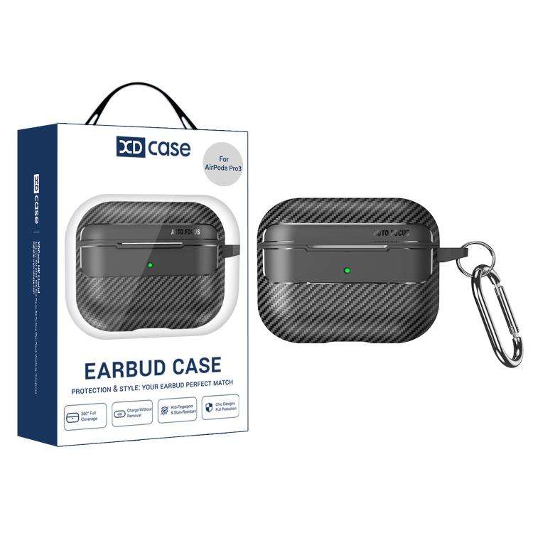 XDcase Carbon Fiber Texture Earbud Case with Hook, For AirPods 5 / 4, For AirPods Pro 3
