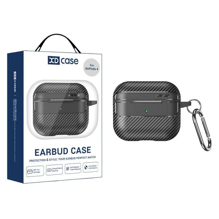 XDcase Carbon Fiber Texture Earbud Case with Hook, For AirPods 5 / 4, For AirPods Pro 3