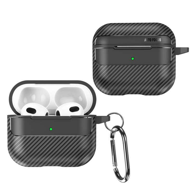 XDcase Carbon Fiber Texture Earbud Case with Hook, For AirPods 5 / 4, For AirPods Pro 3