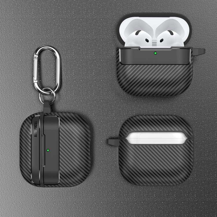 XDcase Carbon Fiber Texture Earbud Case with Hook, For AirPods 5 / 4, For AirPods Pro 3