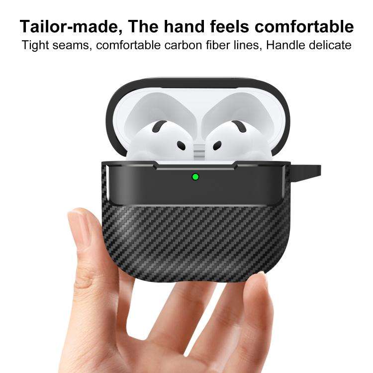 XDcase Carbon Fiber Texture Earbud Case with Hook, For AirPods 5 / 4, For AirPods Pro 3