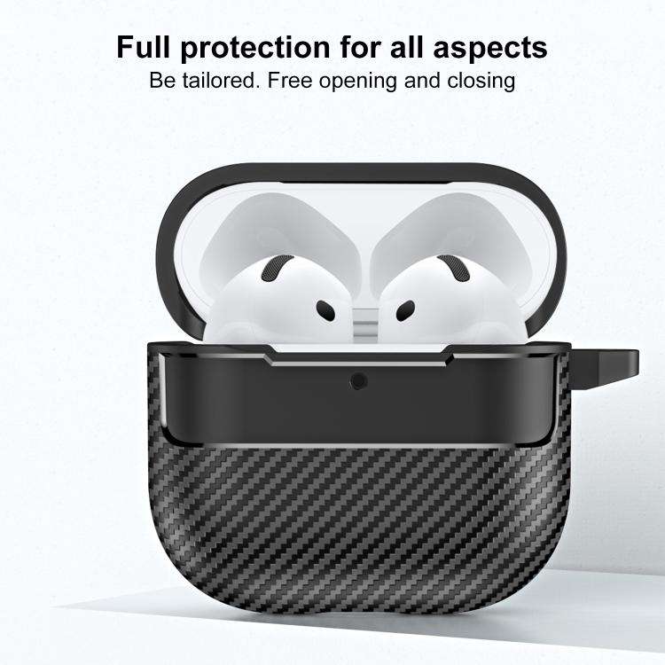 XDcase Carbon Fiber Texture Earbud Case with Hook, For AirPods 5 / 4, For AirPods Pro 3