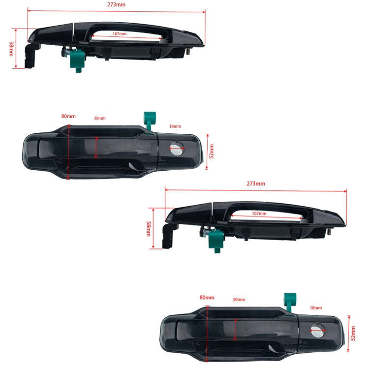 4 PCS Car Door Outside Handle 82650-3E010 for KIA Sorento 2003-2006, 4 PCS