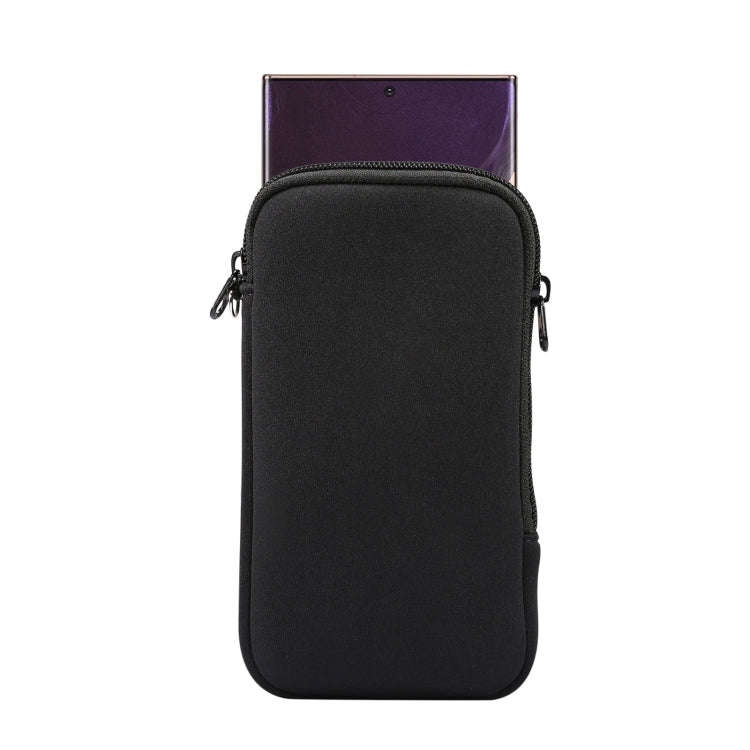 Universal Elasticity Zipper Protective Case Storage Bag with Lanyard For iPhone 12 Pro Max / 6.7-...