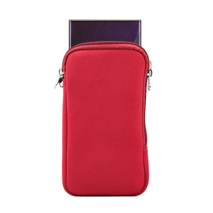 Universal Elasticity Zipper Protective Case Storage Bag with Lanyard For iPhone 12 Pro Max / 6.7-...