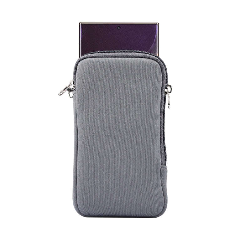 Universal Elasticity Zipper Protective Case Storage Bag with Lanyard For iPhone 12 Pro Max / 6.7-...