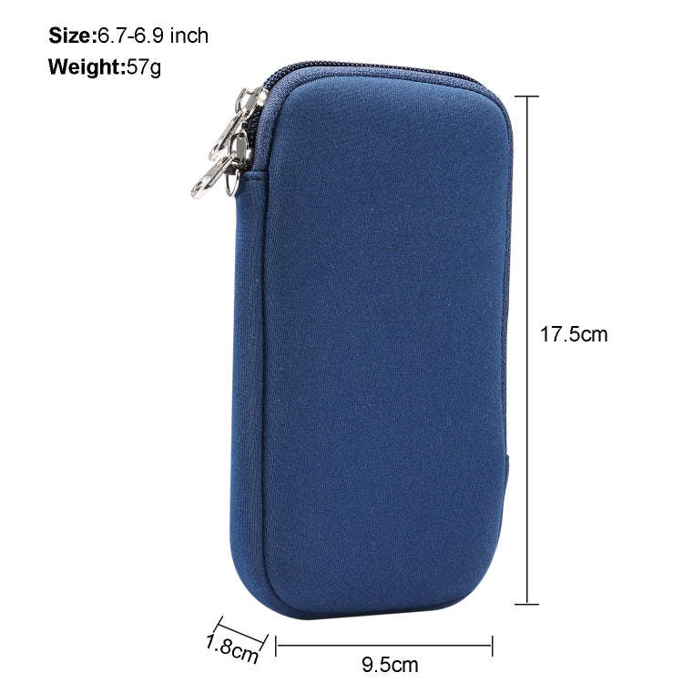 Universal Elasticity Zipper Protective Case Storage Bag with Lanyard For iPhone 12 Pro Max / 6.7-...