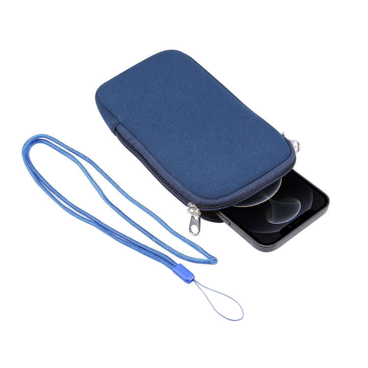 Universal Elasticity Zipper Protective Case Storage Bag with Lanyard For iPhone 12 Pro Max / 6.7-...
